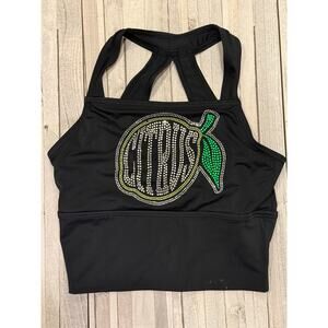 Stingrays Citrus Rays Rhinestone Cheer Crop Top Sports Bra Adult Medium